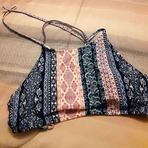 Pink, blue and white bikini top